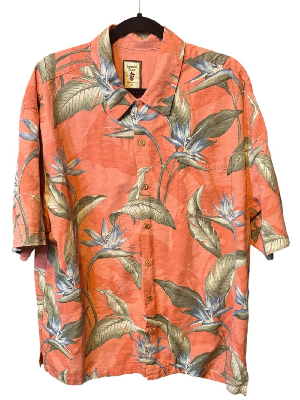 Jamaica Jaxx Coral Floral Button Up Shirt XXL Tropical Short Sleeve